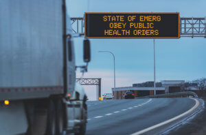 Highway sign during the coronavirus pandemic.