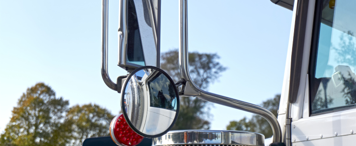 A truck side view mirror